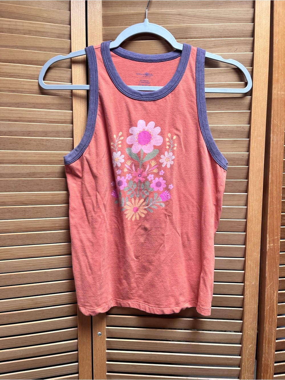 NATURAL LIFE Apricot Tank Floral Folk Flower (has faint flaw)